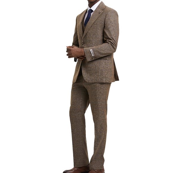 Brown Graph Check 3 Piece Stacy Adams men's Suit - Picture 3 of 5